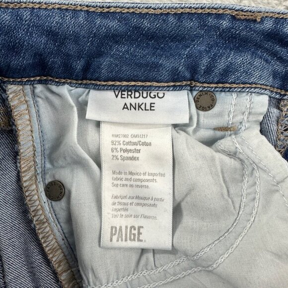Paige Verdugo Ankle Blue Denim Distressed Jeans 24x27 - Picture 4 of 13